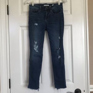 Raw Hem “SP Black” Blue Midrise Skinny Jeans